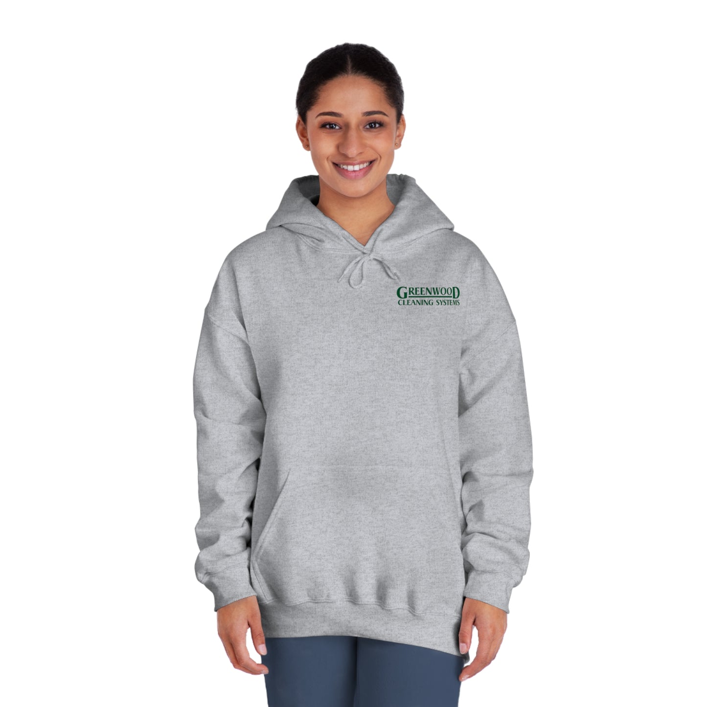 Greenwood Cleaning Systems DryBlend® Hooded Sweatshirt (Dark Green Logo Front and Back)