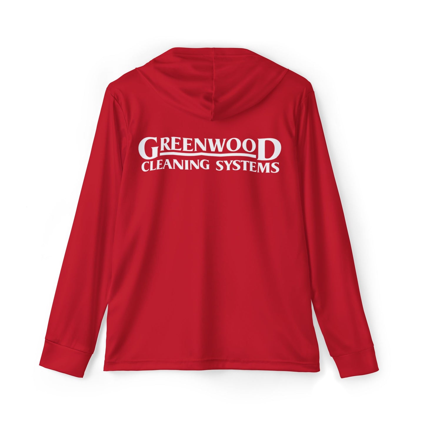 Greenwood Cleaning Systems UPF+50 Performance Hoodie (Red with White Logo)