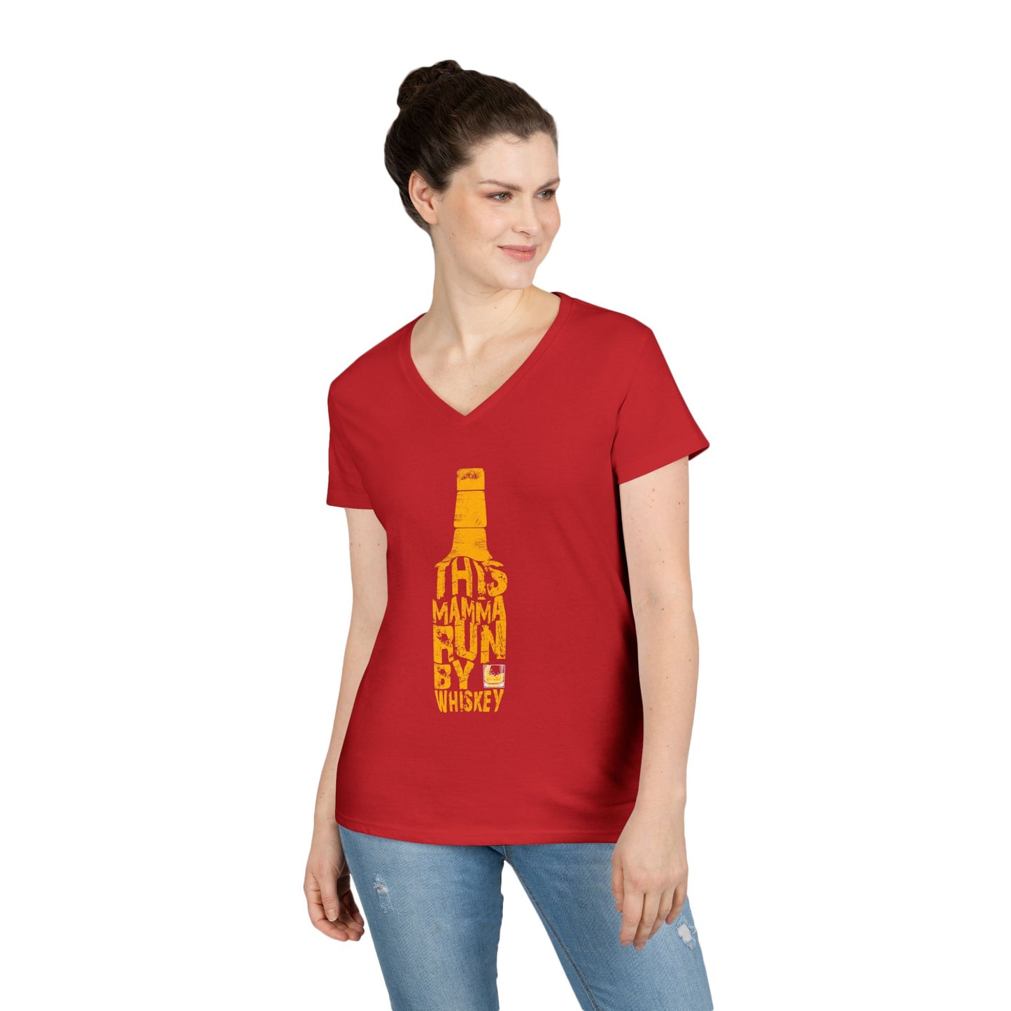 This Mamma Run By Whiskey Ladies' V-Neck T-Shirt