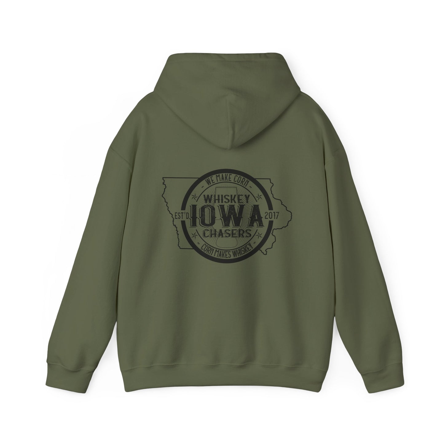 Iowa Whiskey Chasers Heavy Blend™ Hooded Sweatshirt Front and Back Print