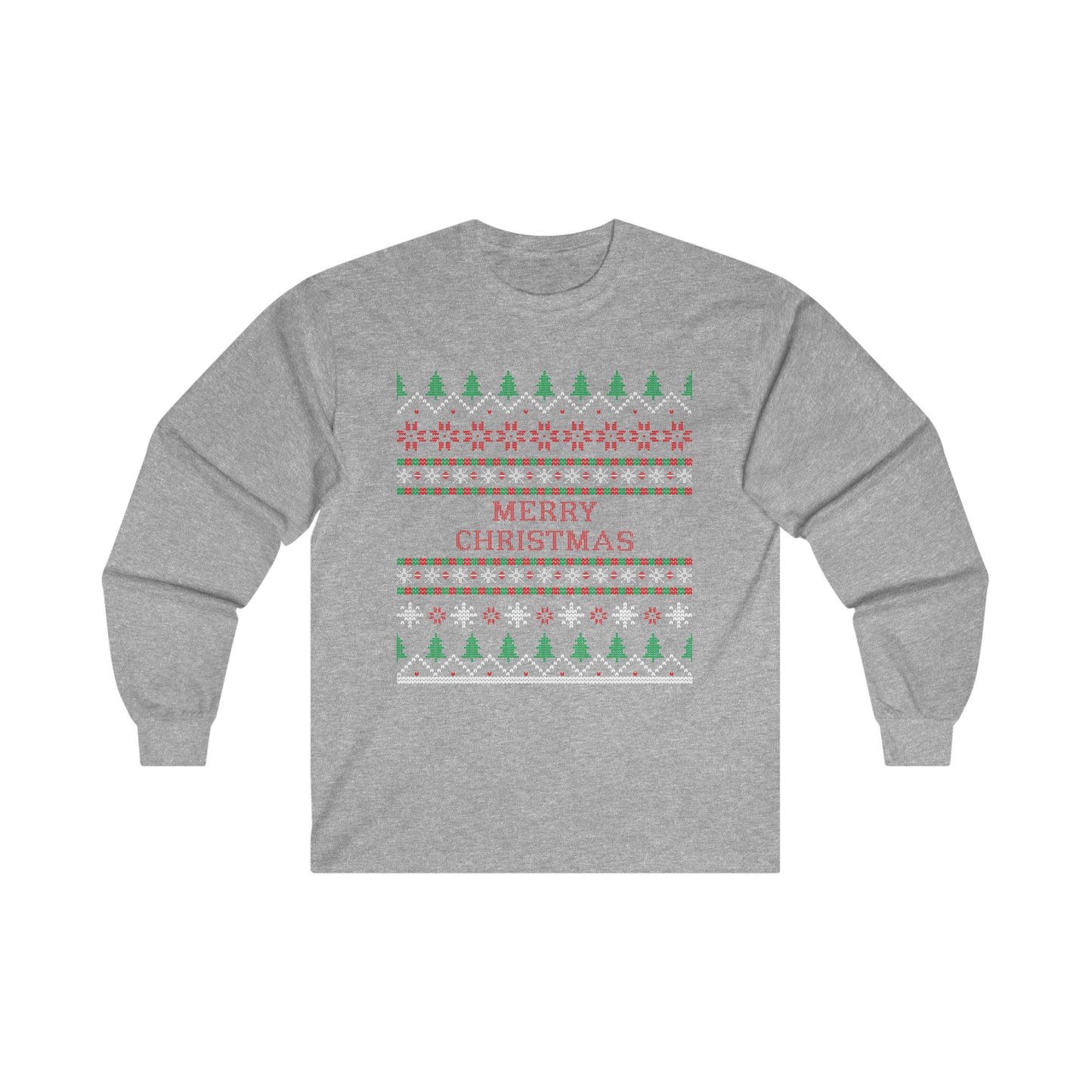 Merry Christmas Ugly Sweater Ultra Cotton Long Sleeve Tee