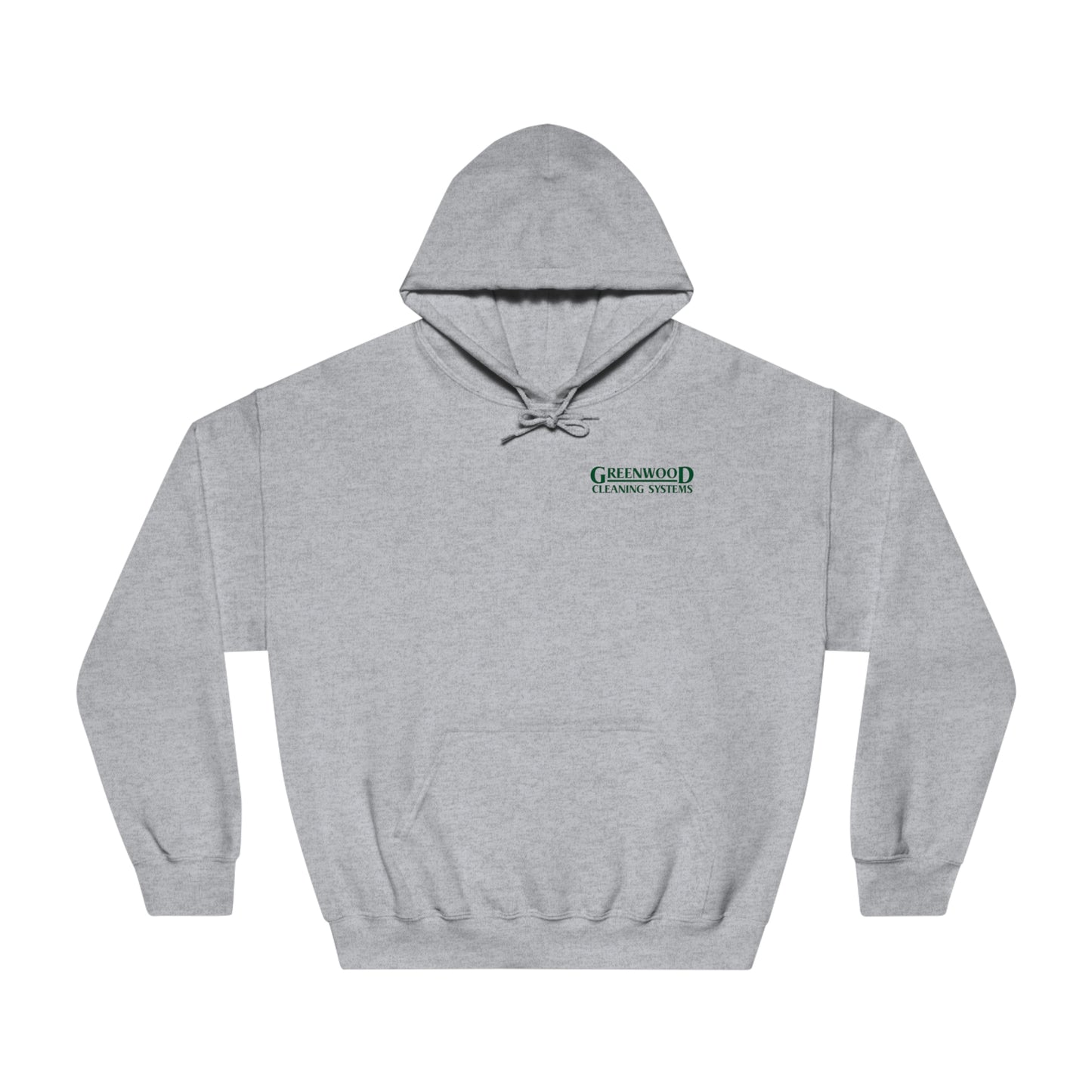 Greenwood Cleaning Systems DryBlend® Hooded Sweatshirt (Dark Green Logo Front and Back)