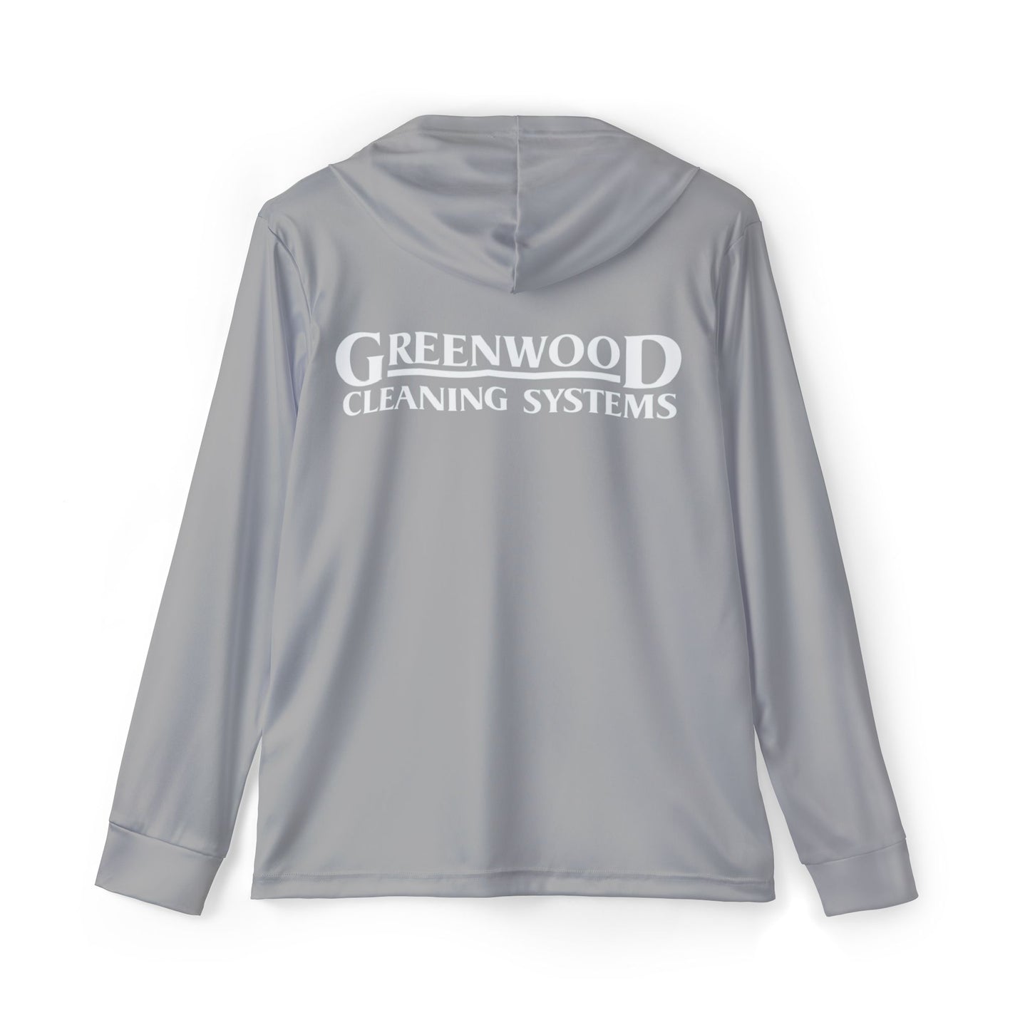 Copy of Greenwood Cleaning Systems UPF+50 Performance Hoodie (Light Gray with White Logo)