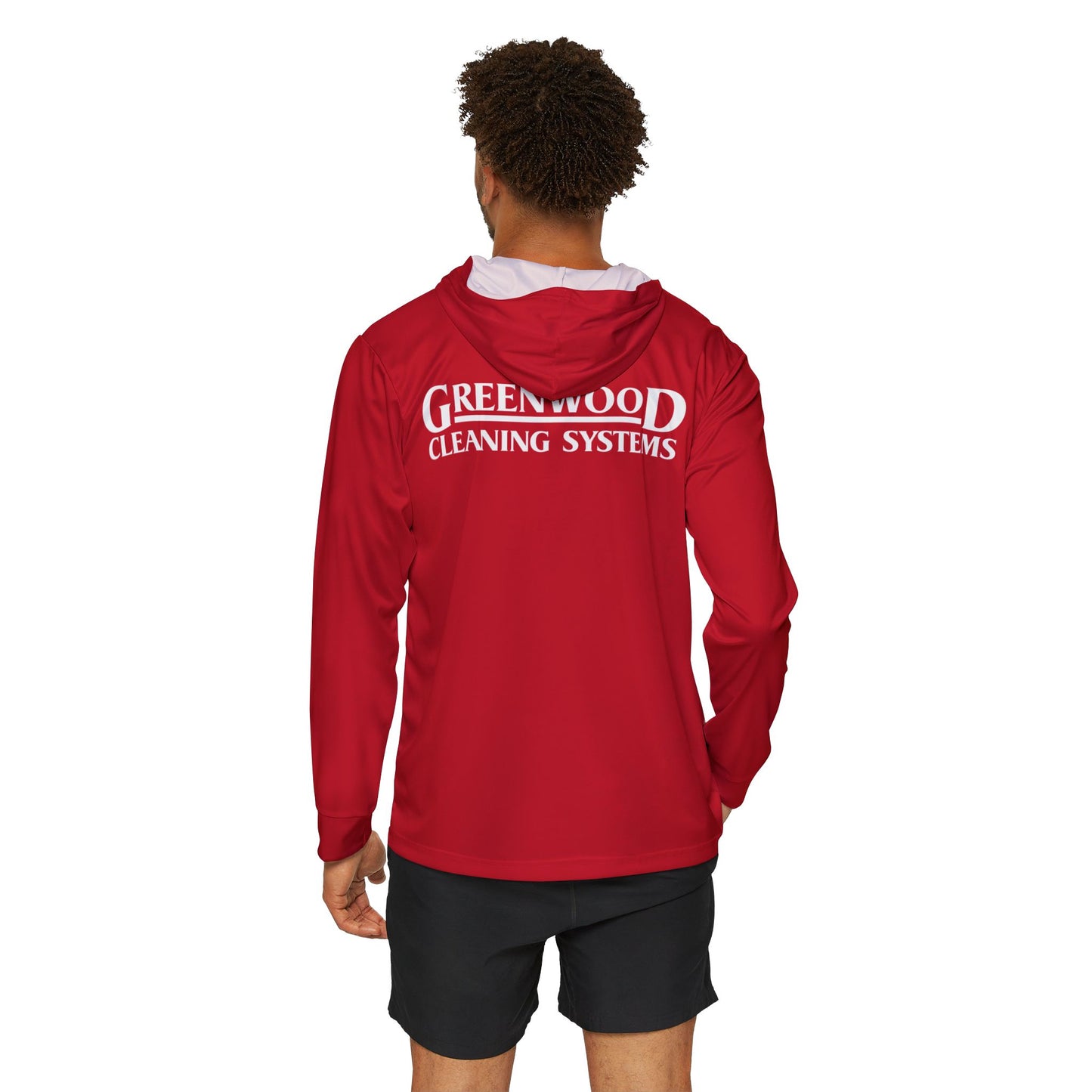 Greenwood Cleaning Systems UPF+50 Performance Hoodie (Red with White Logo)