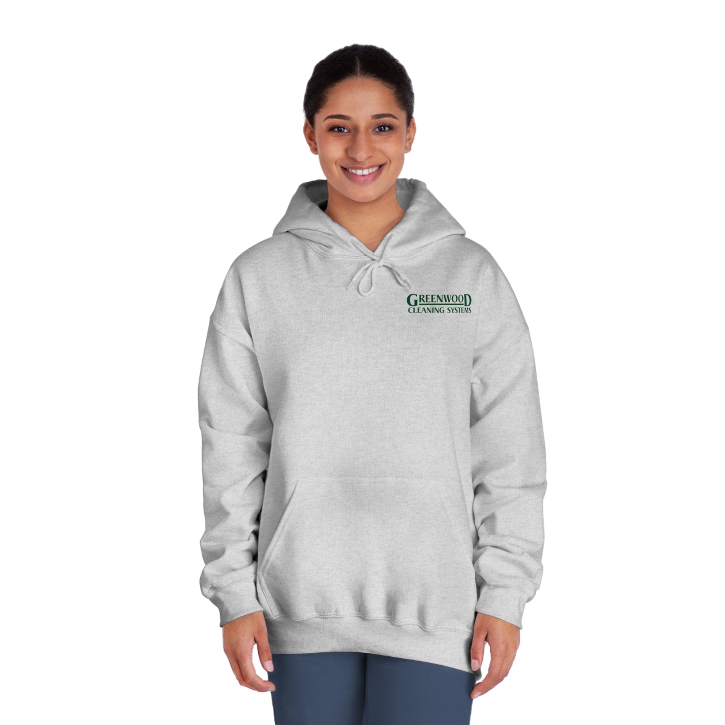 Greenwood Cleaning Systems DryBlend® Hooded Sweatshirt (Dark Green Logo Front and Back)