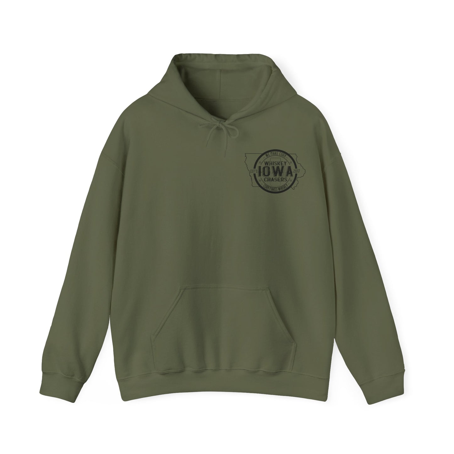 Iowa Whiskey Chasers Heavy Blend™ Hooded Sweatshirt Front and Back Print