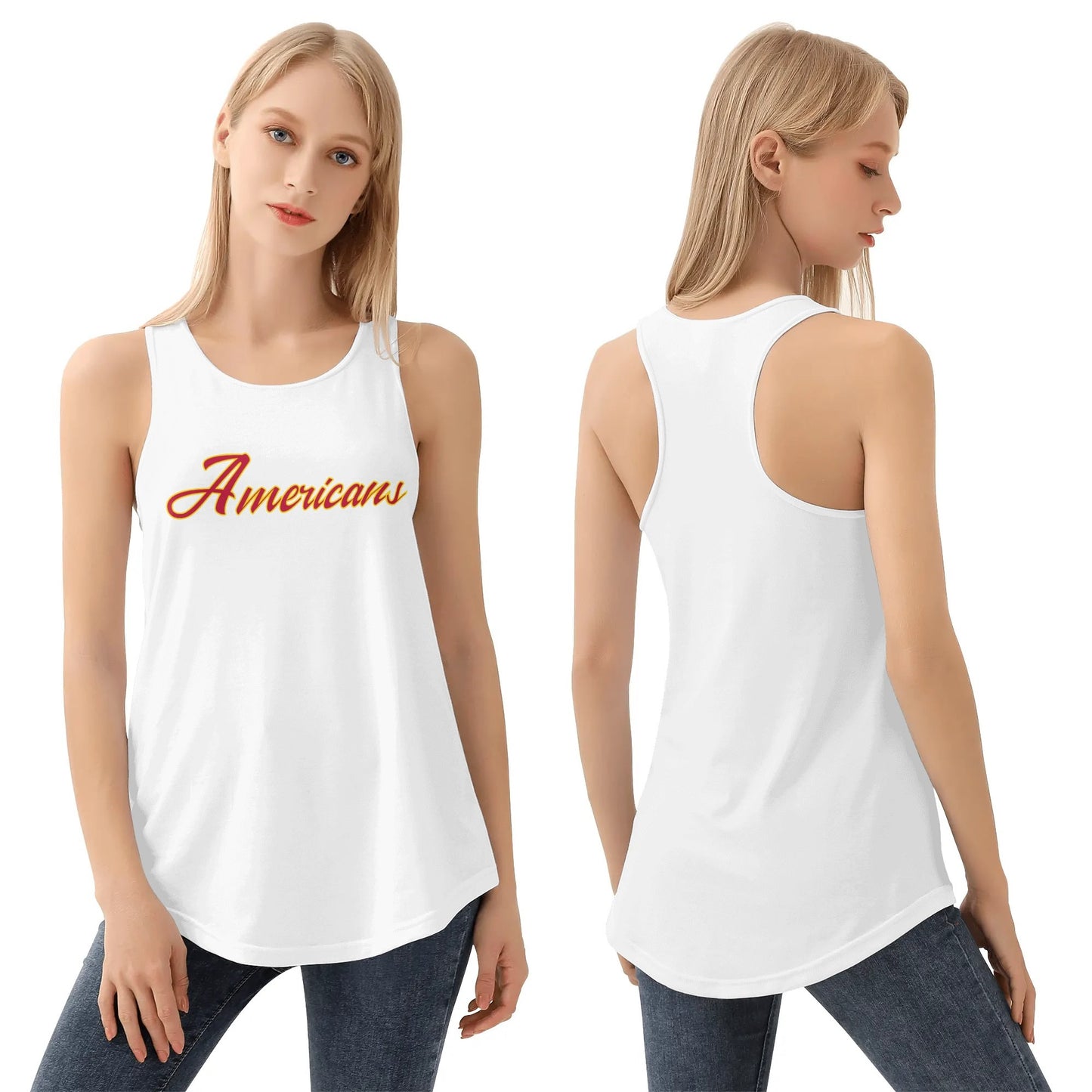 Womens Young Americans Loose Tank Tops (White)