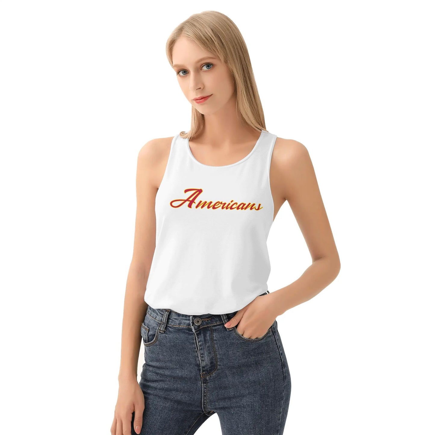 Womens Young Americans Loose Tank Tops (White)