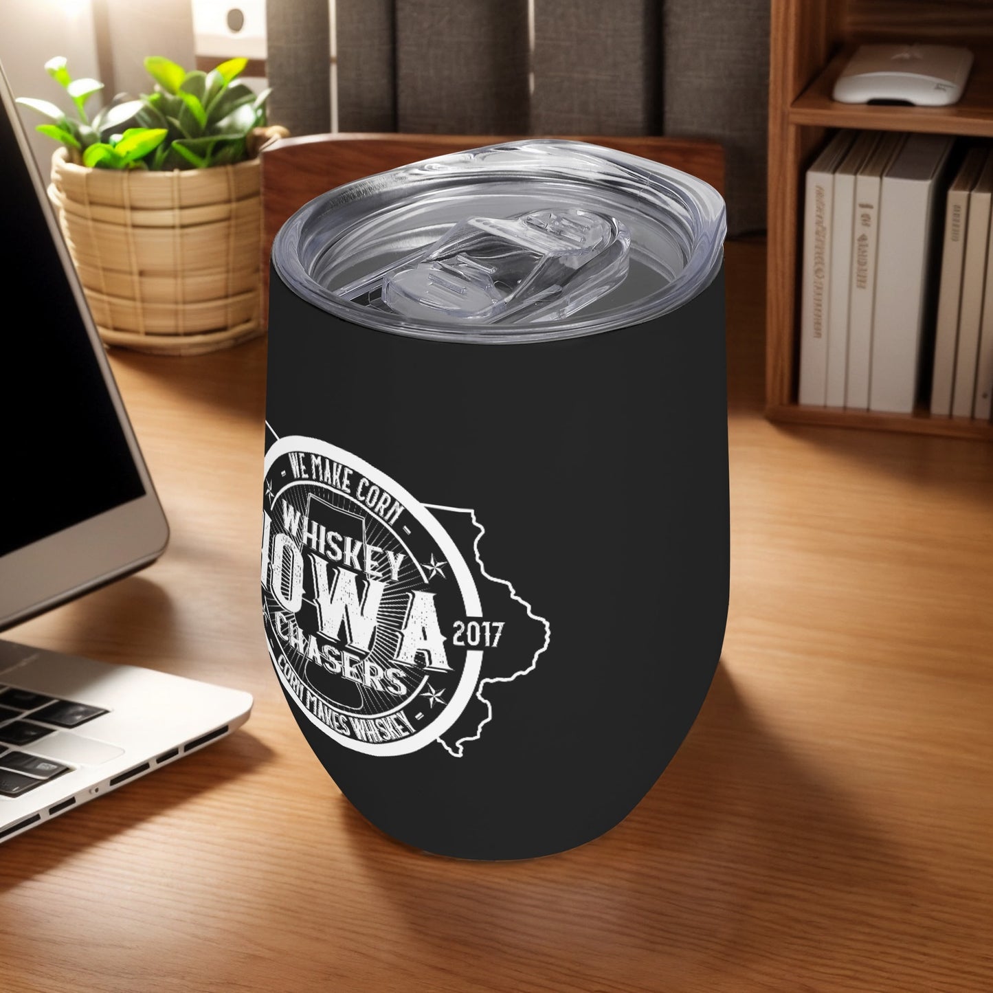 Iowa Whiskey Chasers 12oz Tumbler Glass with Lid for Cold & Hot Drinks