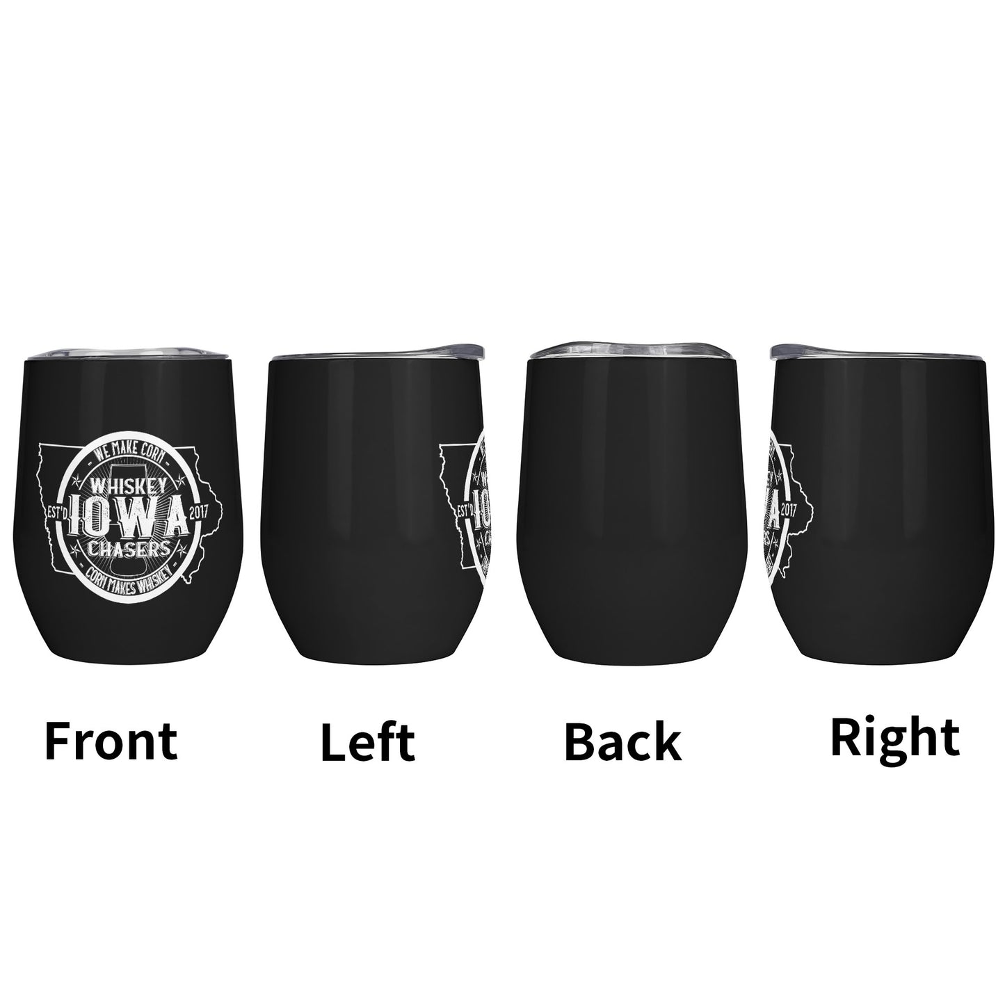 Iowa Whiskey Chasers 12oz Tumbler Glass with Lid for Cold & Hot Drinks