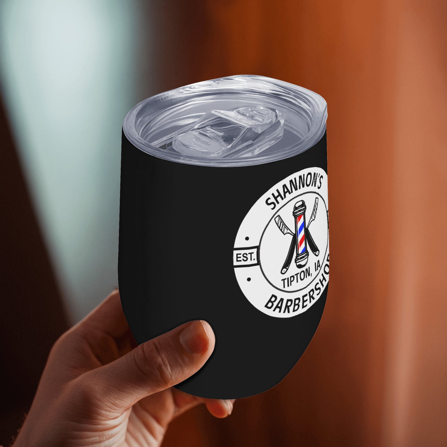 Shannon's Barbershop 12oz Tumbler with Lid for Cold & Hot Drinks
