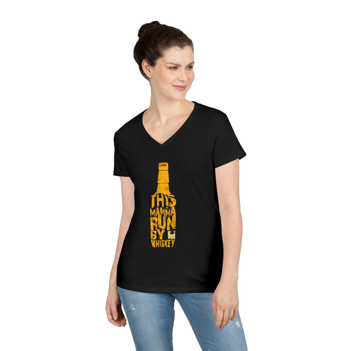 This Mamma Run By Whiskey Ladies' V-Neck T-Shirt