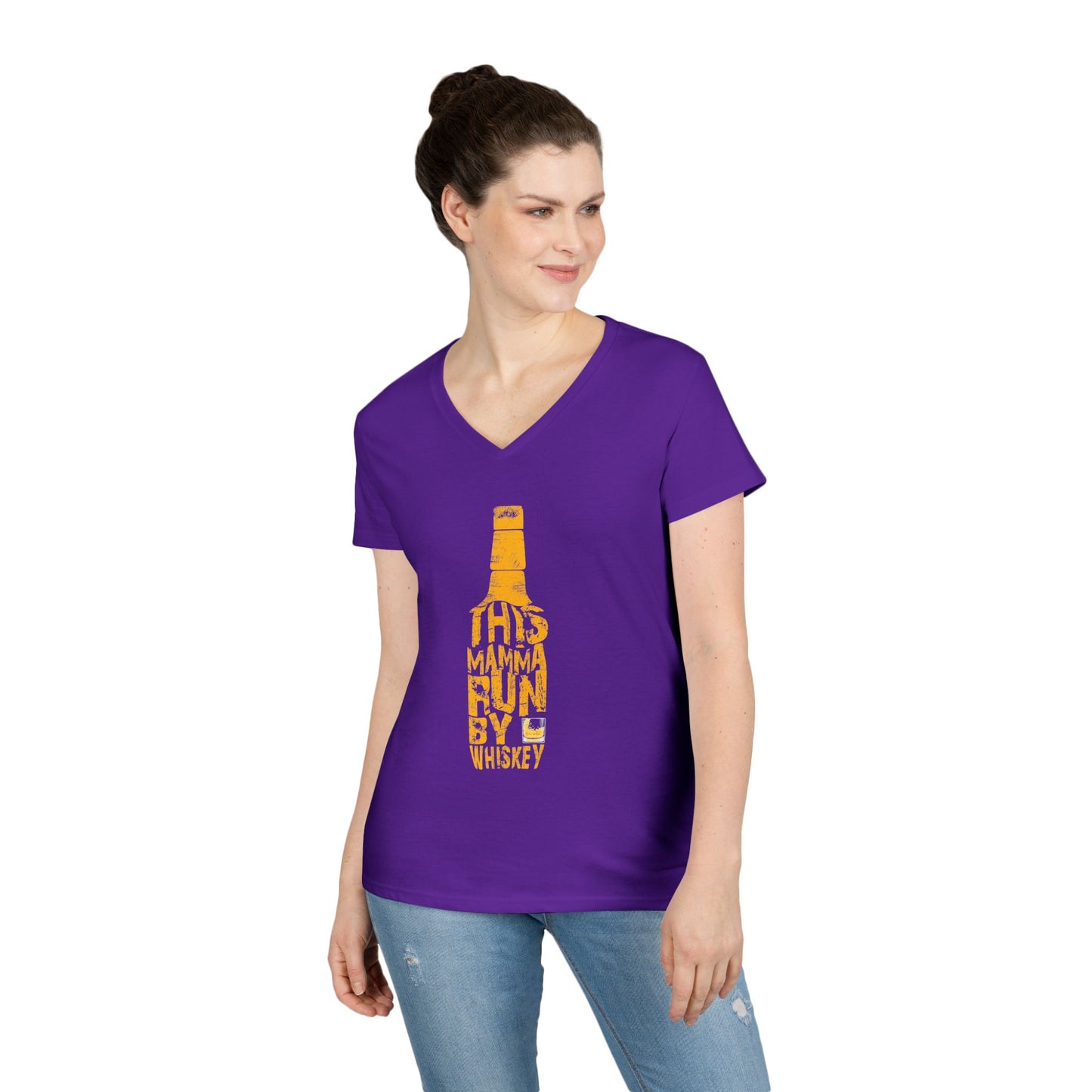 This Mamma Run By Whiskey Ladies' V-Neck T-Shirt