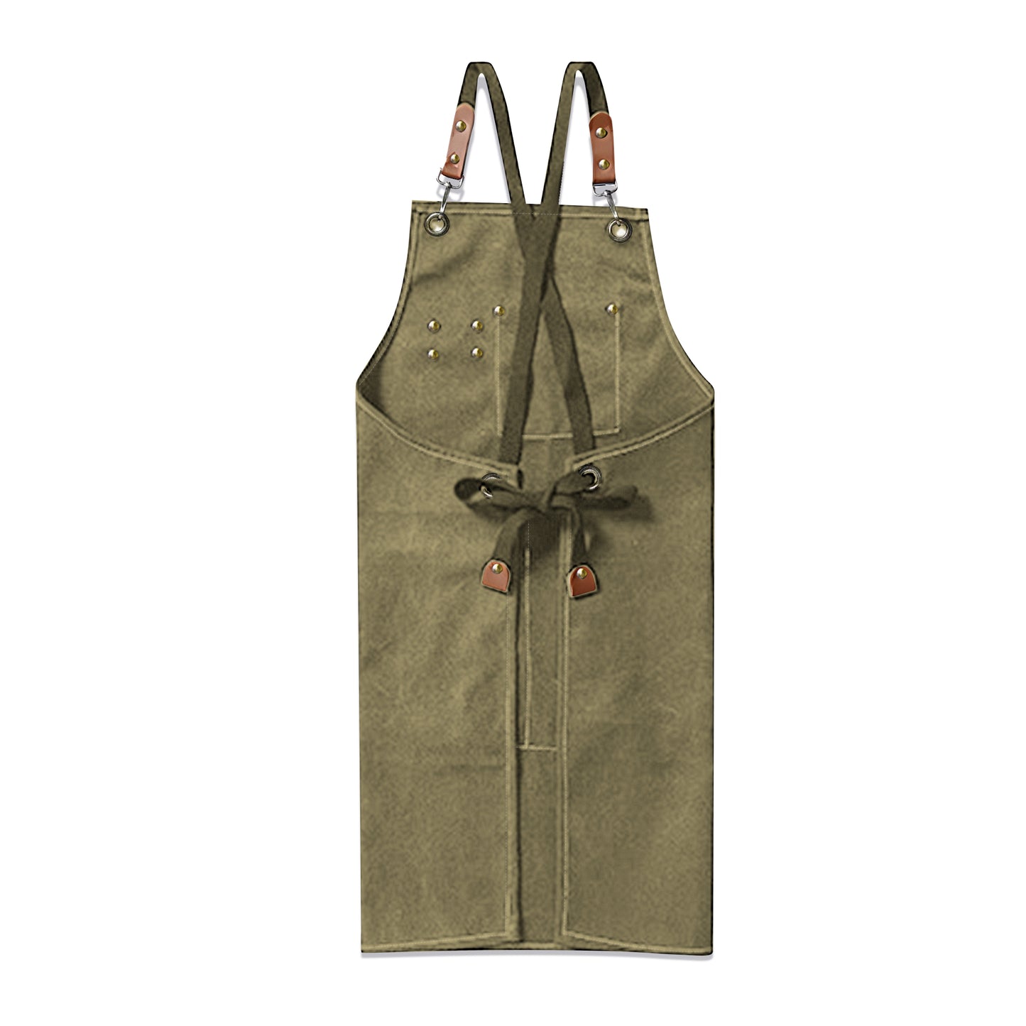 Canvas Cross Back Apron with Large Pockets and Logo Customization