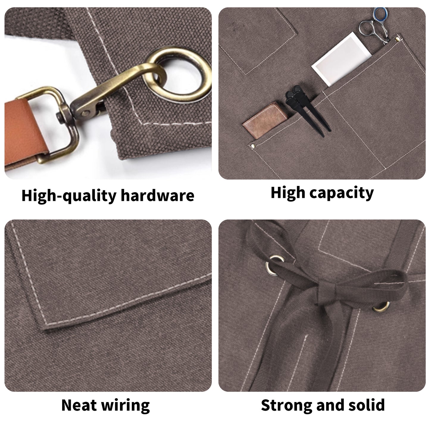Canvas Cross Back Apron with Large Pockets and Logo Customization