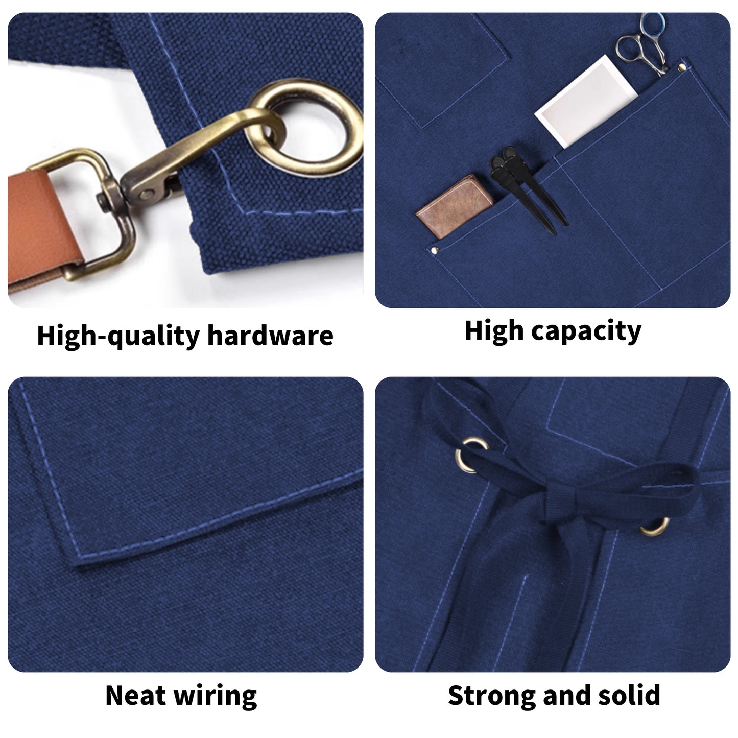 Canvas Cross Back Apron with Large Pockets and Logo Customization