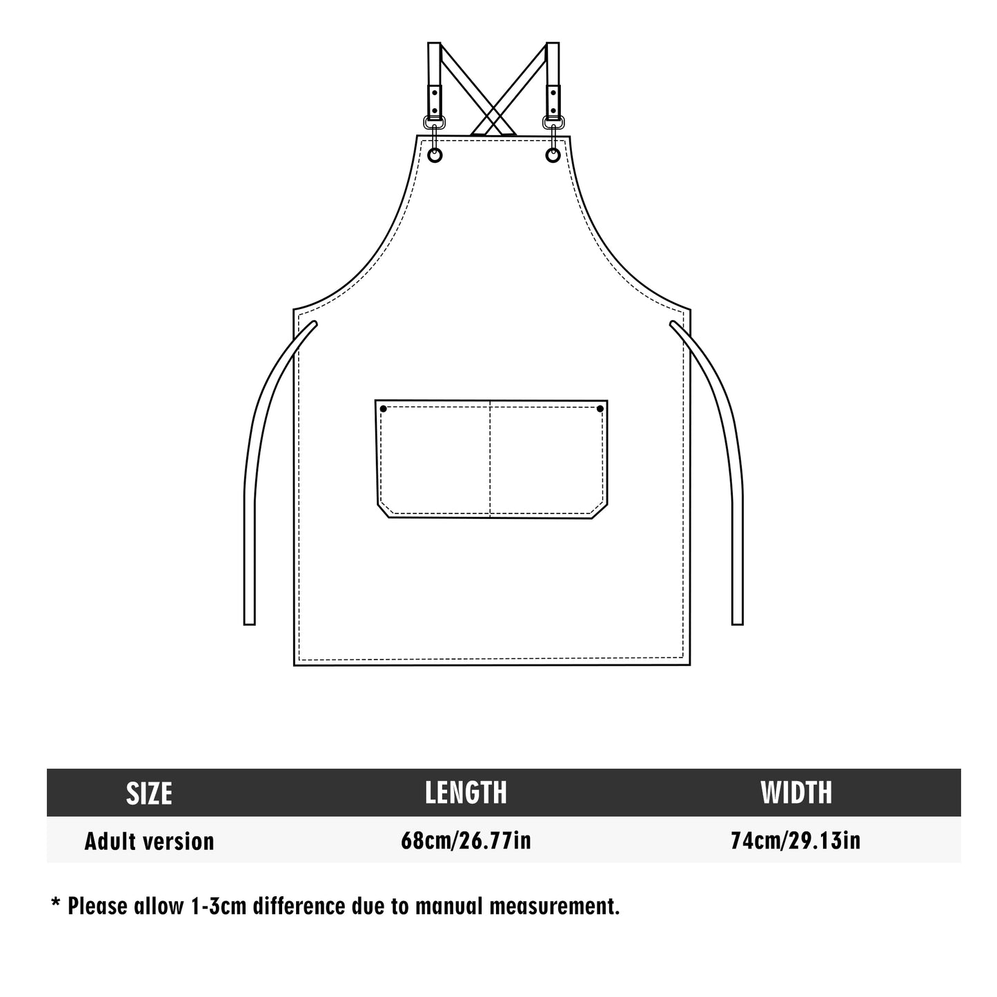 Canvas Cross Back Apron with Large Pockets and Logo Customization