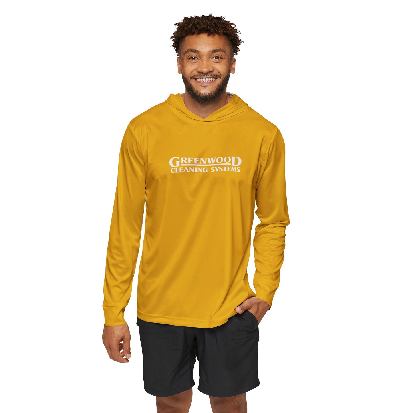 Copy of Greenwood Cleaning Systems UPF+50 Performance Hoodie (Yellow with White Logo)