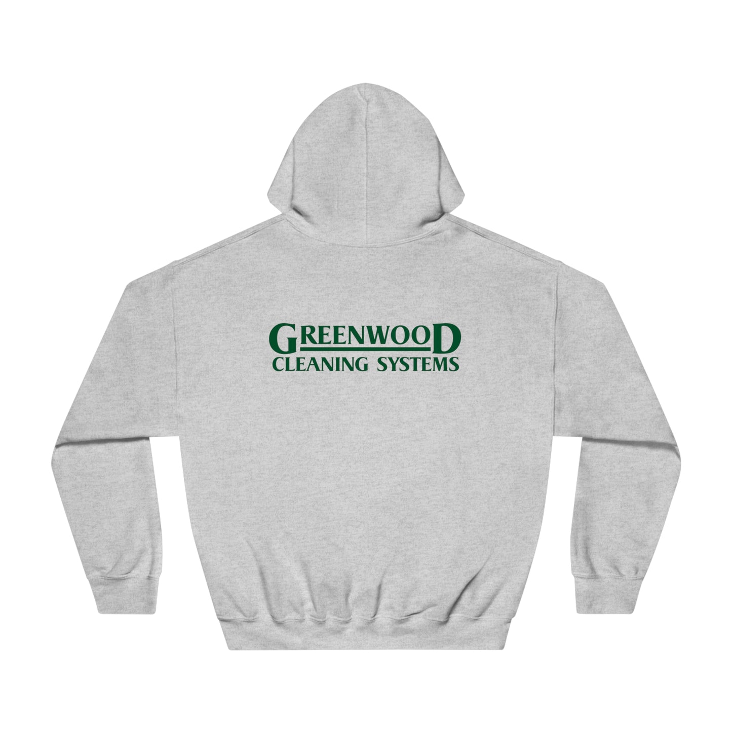 Greenwood Cleaning Systems DryBlend® Hooded Sweatshirt (Dark Green Logo Front and Back)