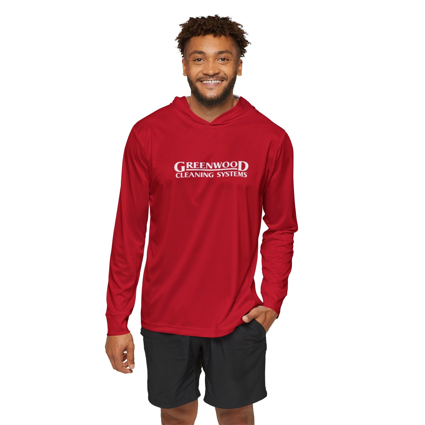 Greenwood Cleaning Systems UPF+50 Performance Hoodie (Red with White Logo)