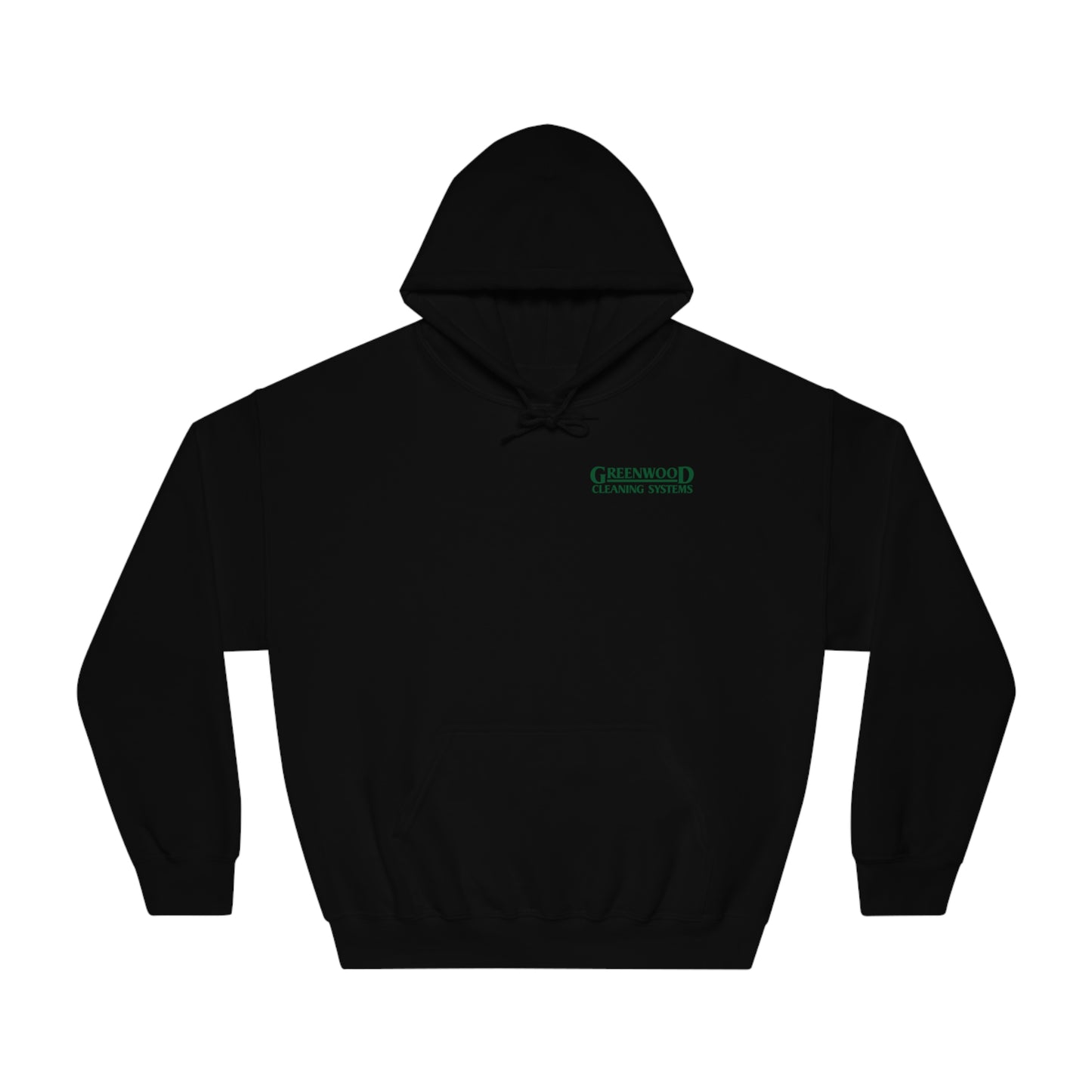 Greenwood Cleaning Systems DryBlend® Hooded Sweatshirt (Dark Green Logo Front and Back)