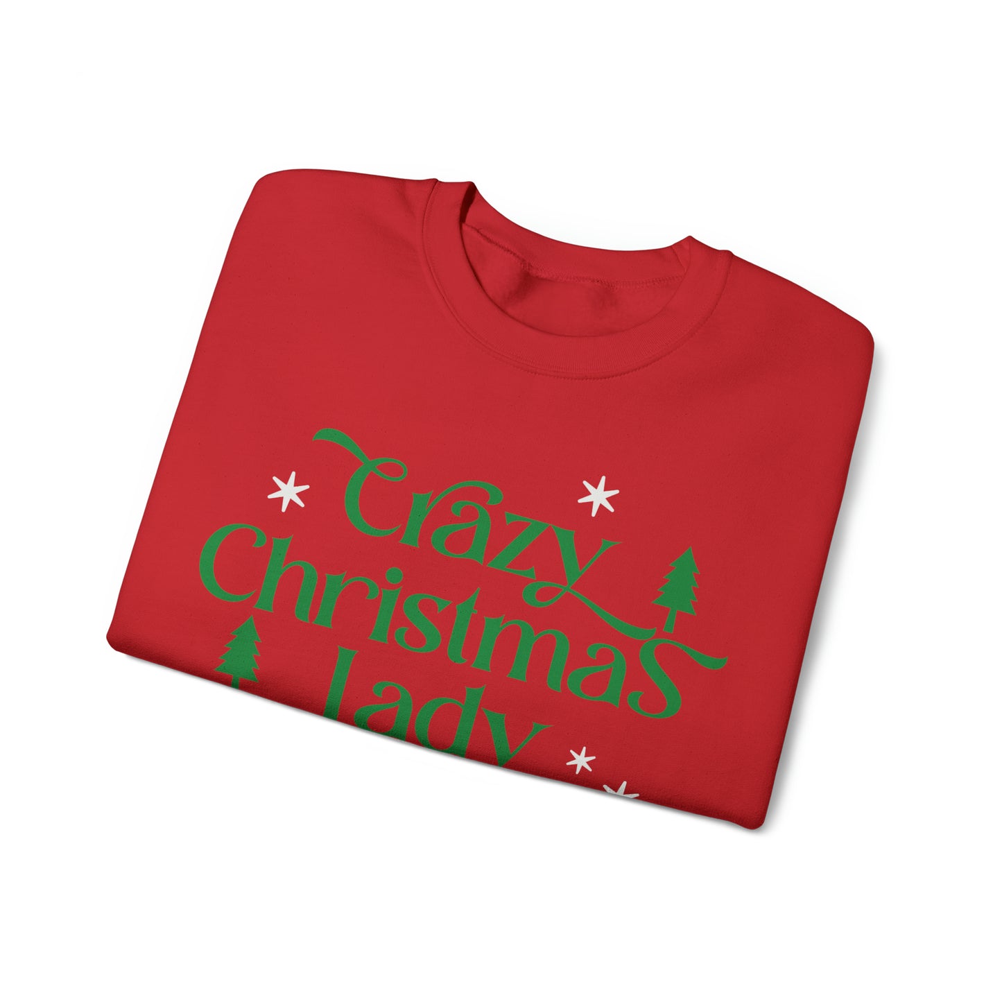 Crazy Christmas Lady Heavy Blend™ Crewneck Sweatshirt