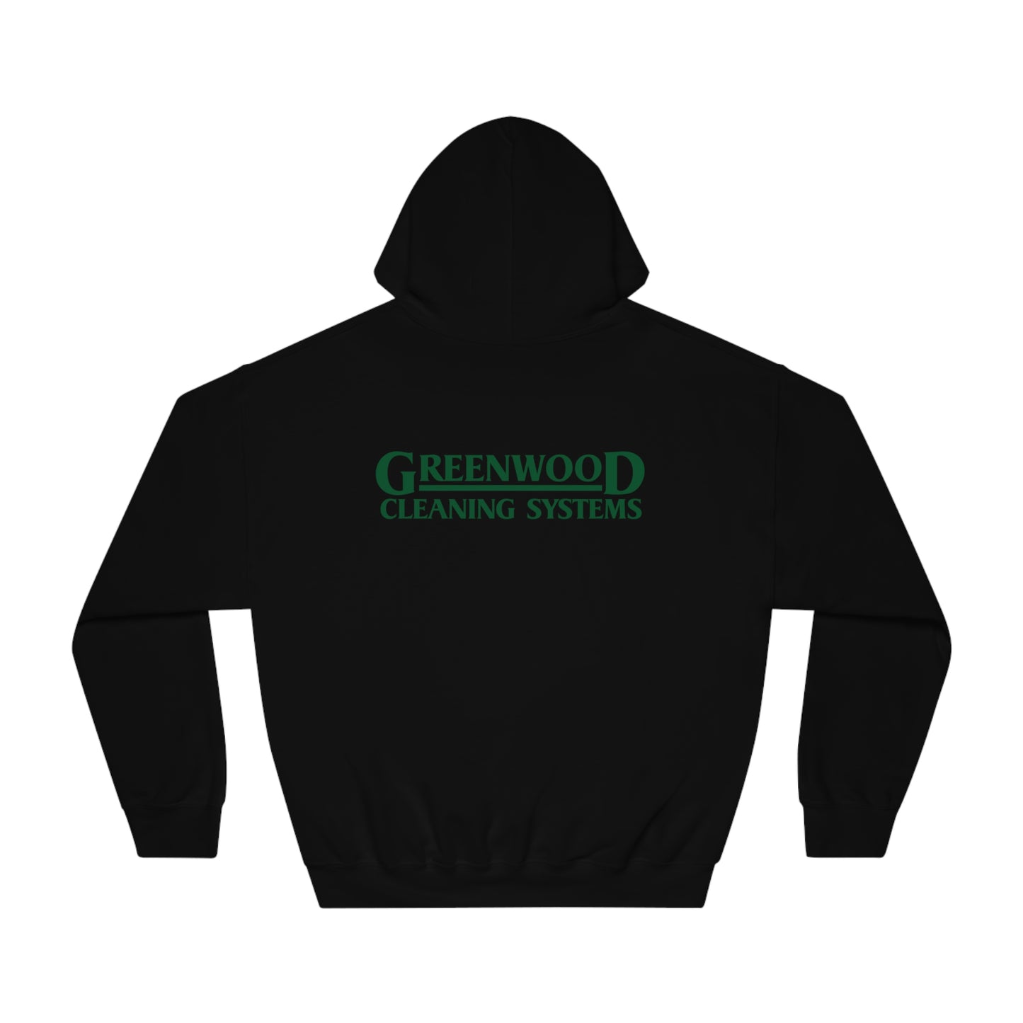 Greenwood Cleaning Systems DryBlend® Hooded Sweatshirt (Dark Green Logo Front and Back)
