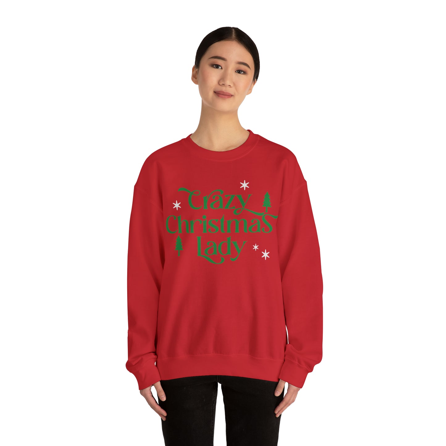 Crazy Christmas Lady Heavy Blend™ Crewneck Sweatshirt