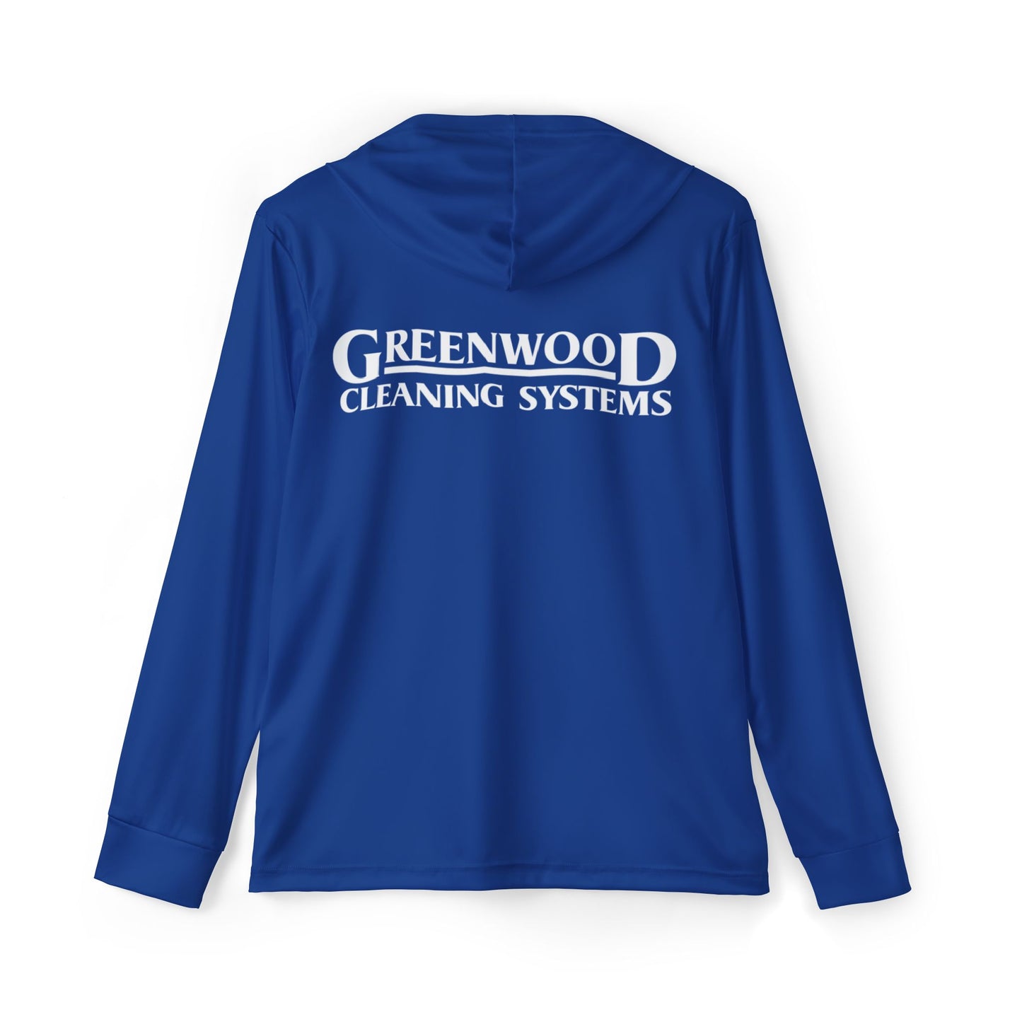 Copy of Greenwood Cleaning Systems UPF+50 Performance Hoodie (Dark Blue with White Logo)