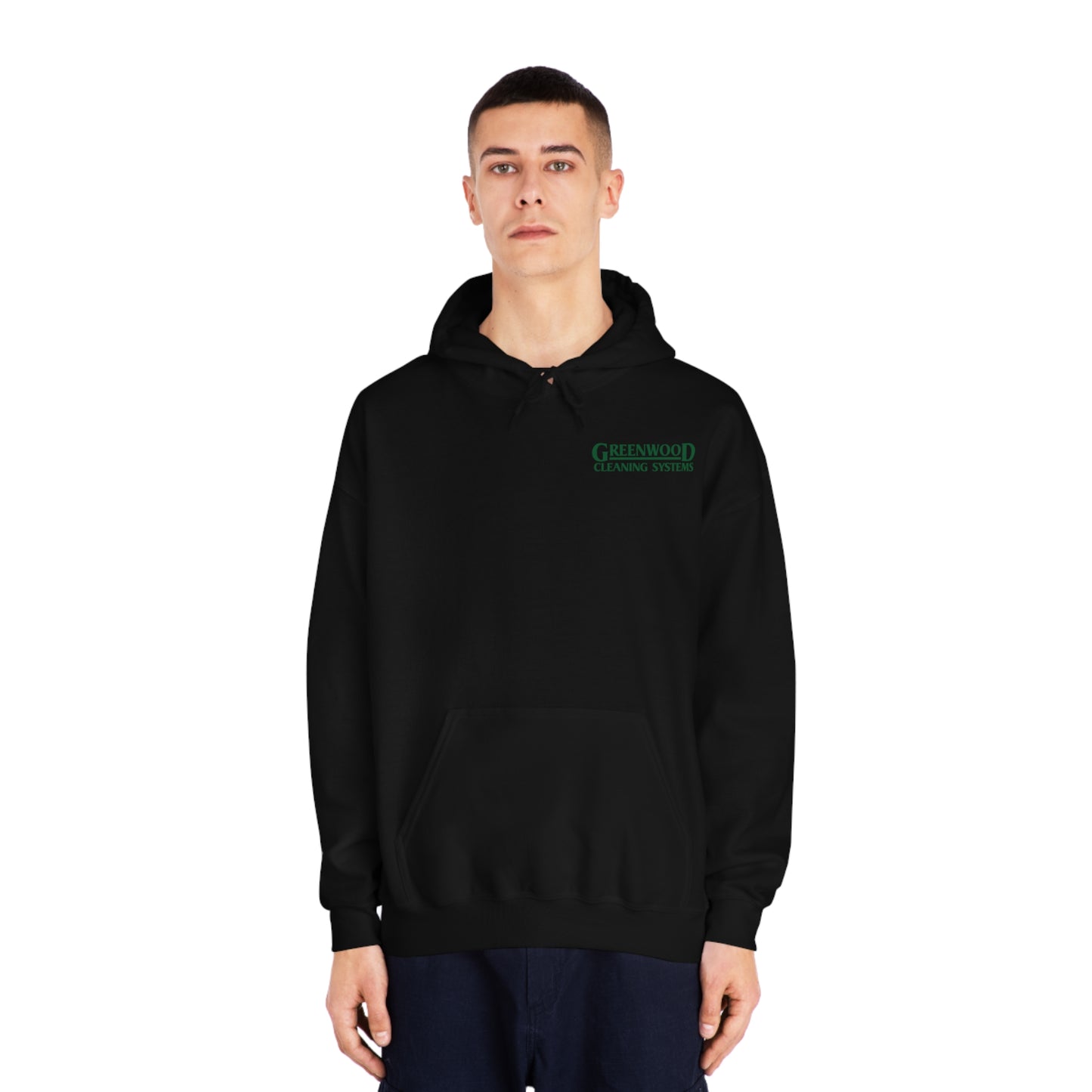 Greenwood Cleaning Systems DryBlend® Hooded Sweatshirt (Dark Green Logo Front and Back)