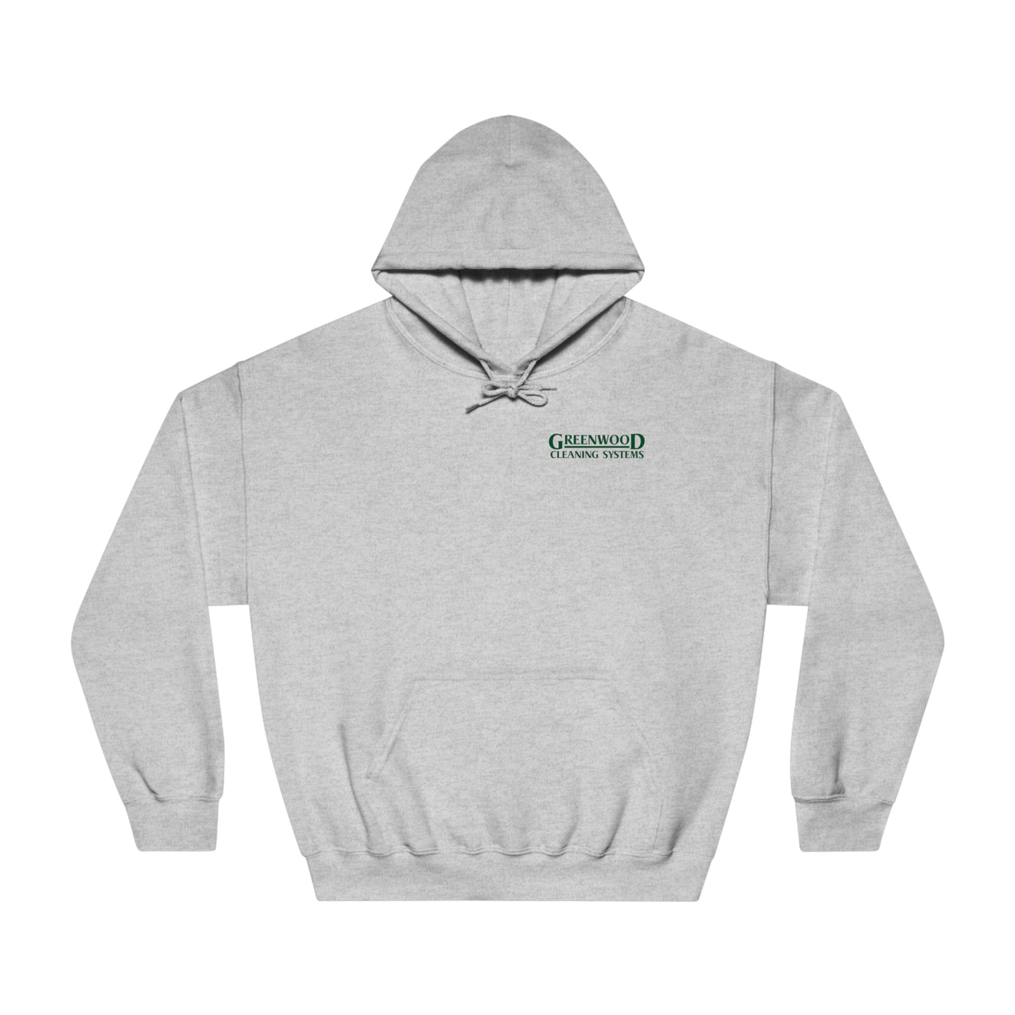 Greenwood Cleaning Systems DryBlend® Hooded Sweatshirt (Dark Green Logo Front and Back)