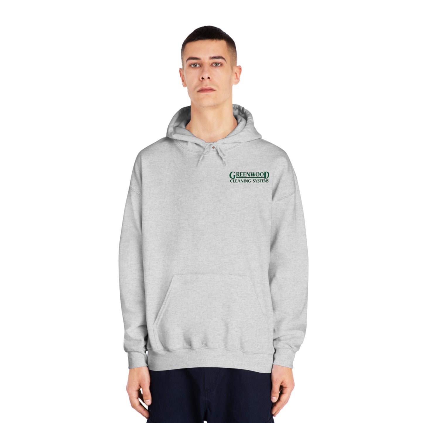 Greenwood Cleaning Systems DryBlend® Hooded Sweatshirt (Dark Green Logo Front and Back)