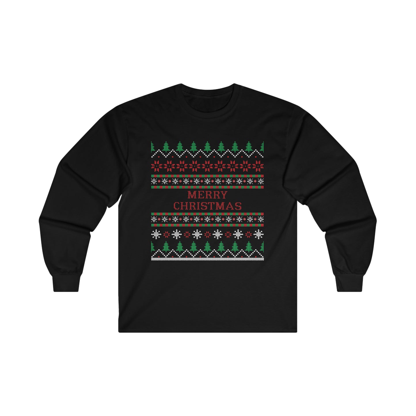 Merry Christmas Ugly Sweater Ultra Cotton Long Sleeve Tee