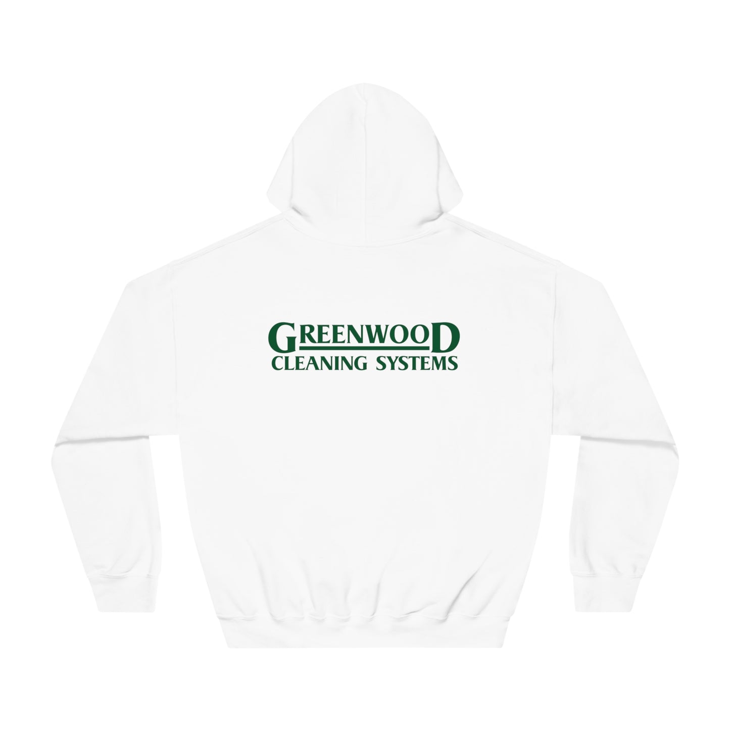 Greenwood Cleaning Systems DryBlend® Hooded Sweatshirt (Dark Green Logo Front and Back)