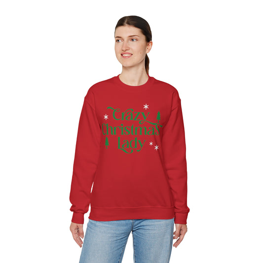 Crazy Christmas Lady Heavy Blend™ Crewneck Sweatshirt