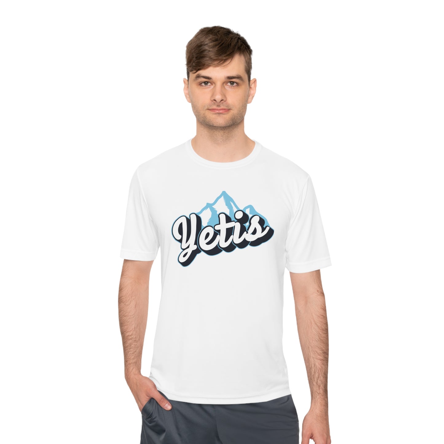 Yetis Mountain Script Moisture Wicking Tee