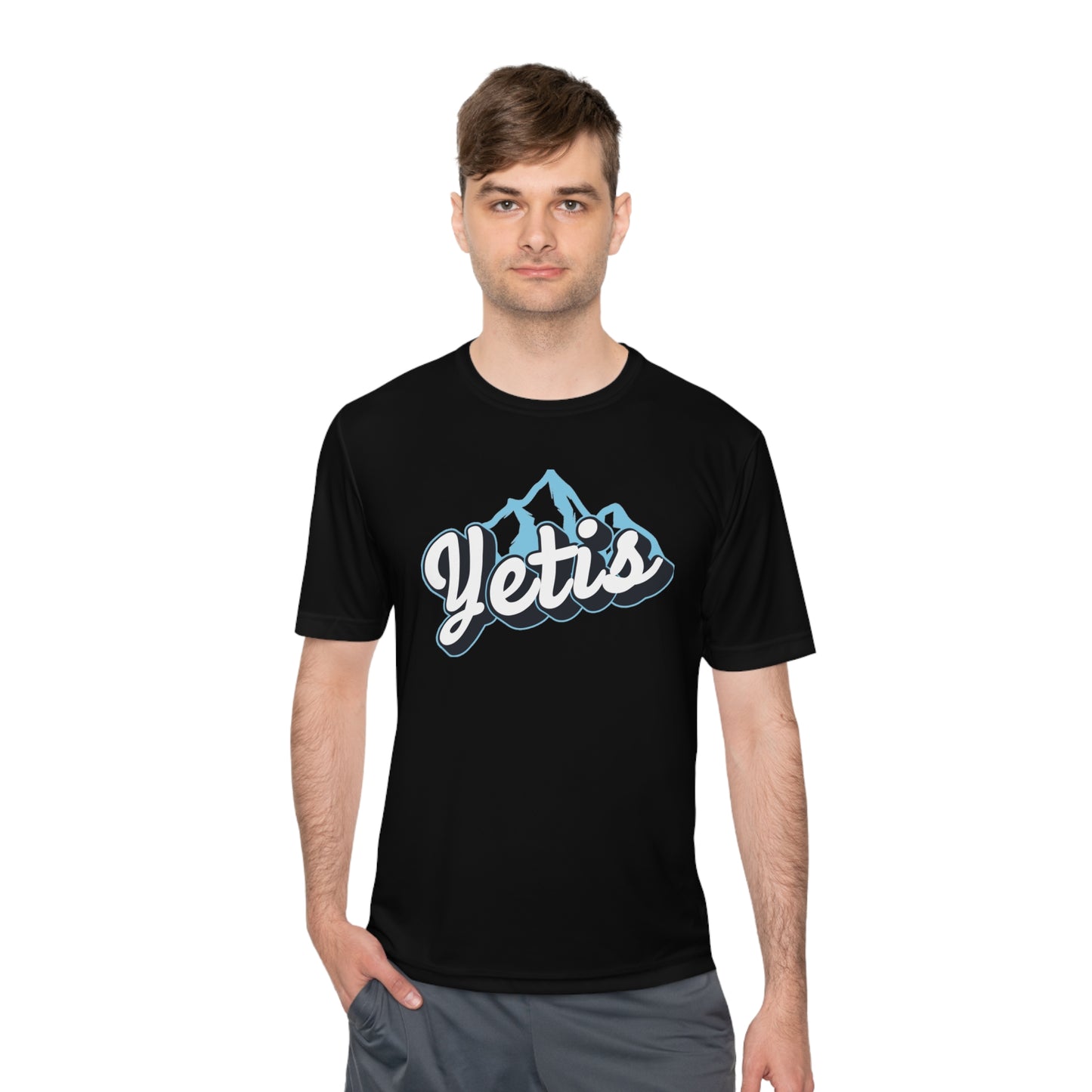 Yetis Mountain Script Moisture Wicking Tee