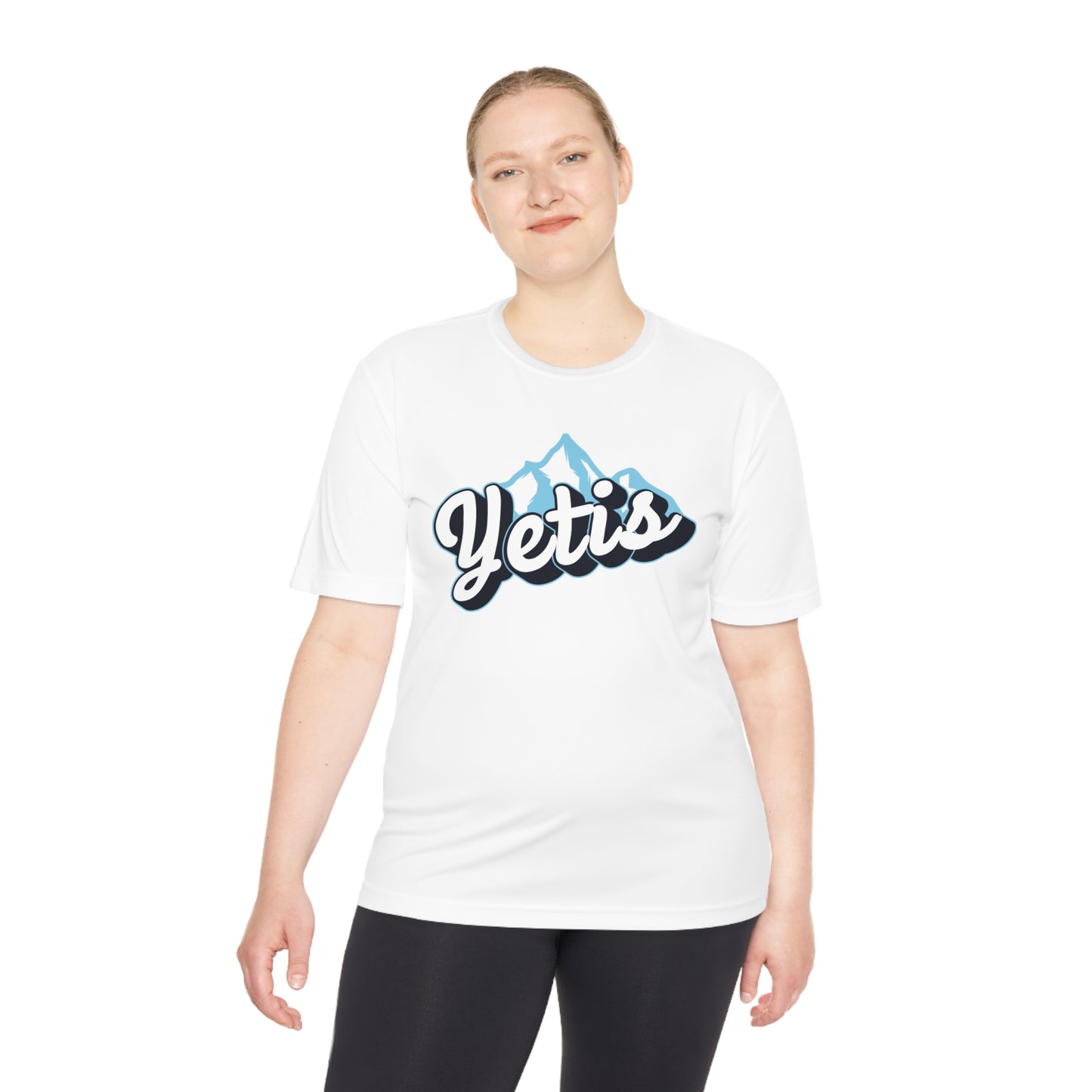 Yetis Mountain Script Moisture Wicking Tee