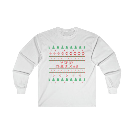 Merry Christmas Ugly Sweater Ultra Cotton Long Sleeve Tee